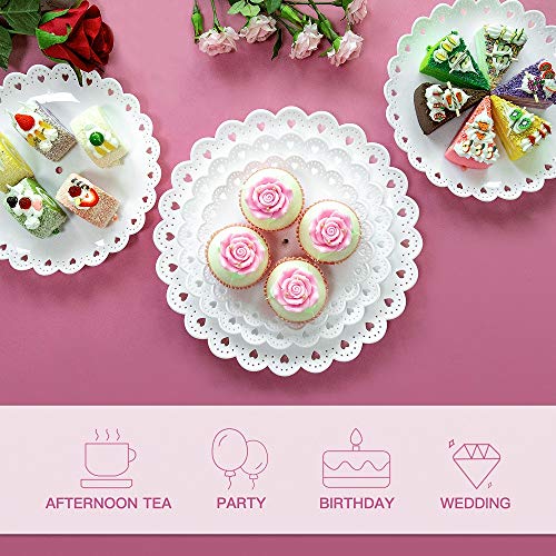 Imillet Cupcake Stand/Holder Plastic Dessert Stand White Cake Stand 3 Tiered Serving Stand Display Stand Reusable Pastry Platter for Wedding Birthday Baby Shower Tea Party Decorations (2 Pack Large) - Thumbnail 5