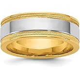 Jewels By Lux 14k Two-Tone Yellow and White Gold Milgrain Wedding Band