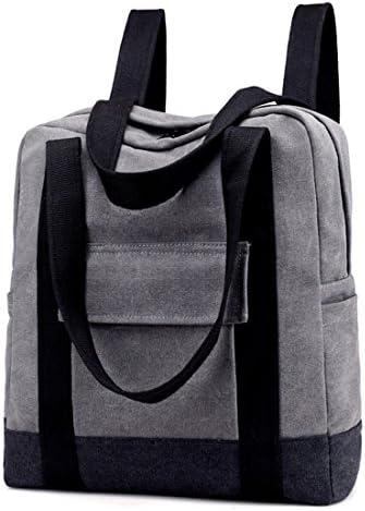 Qyoubi Women's Stylish Canvas Top-Handle Tote Shoulder Hangbags Casual Multipurpose Backpacks Gray