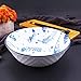 YALONG 40 Ounce Large Porcelain Deep Salad Bowl Set of 4 - Serving Soup, Pasta, Cereal, Noodle, Stackable Pho With Feather Pattern, 8 Inches Ramen for Kitchen - Microwave & Dishwasher Safe