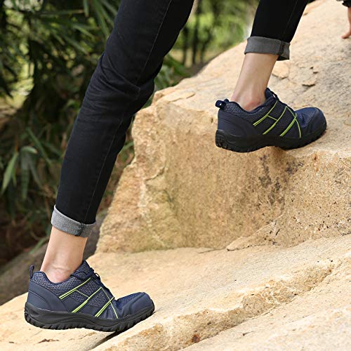 EXEBLUE Men\'s Work Shoe Steel Toe Safety Shoes - Slip Resistant Working Sneakers for Outdoor Blue