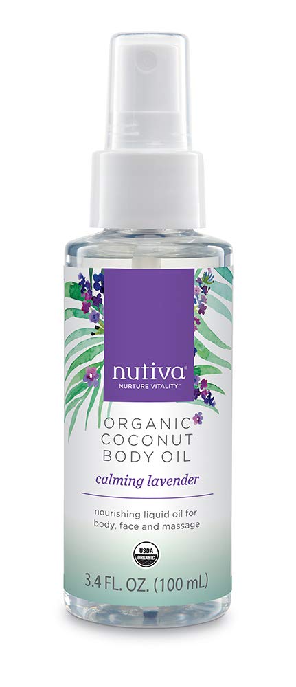 Nutiva Organic Coconut Body Oil Lavender, 3.4-ounce