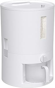 Rice Dispenser Storage Container Cereal Dry Food Storage Box13 Lbs Airtight Household Rice Bucket with Lid and Measuring Cup (white)