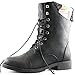 DailyShoes Womens Military Up Buckle Combat Boots Sweater Ankle High Exclusive Credit Card Pocket