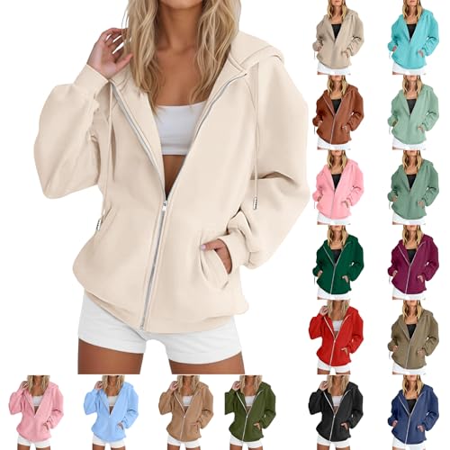 Womens Sweatshirts UK Hoodies For Women UK Oversized Hoodie Zip Up Sweatshirts Casual Loose Long Sleeve Crewneck Pullover Comfy Fashion Daily Going Grey Hoodie Women