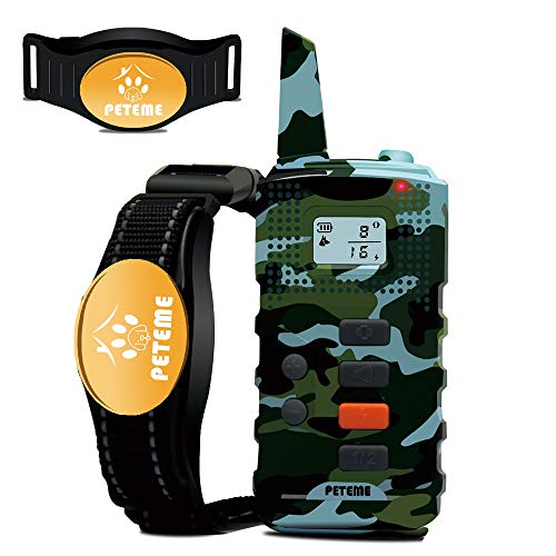 Peteme Dog Training Shock Collar Remote Dog Shock Collar with 3 Training Modes,Shock,Vibration,Beep,100% Waterproof,1200 ft Remote Trainer Range Collar for Small Medium Large Dogs.