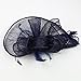 FeiYu Crafts Penny Mesh Hat Fascinator with Mesh Ribbons and Navy Feathers