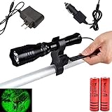 WINDFIRE WF-55B Green Cree LED Tactical Hunting Light Super Long Beam 350 Yards Coyote Hog Fox Predator Varmint Hunting Flashlight Kit with Remote Switch & Scope Mount 18650 Rechargeable Batteries