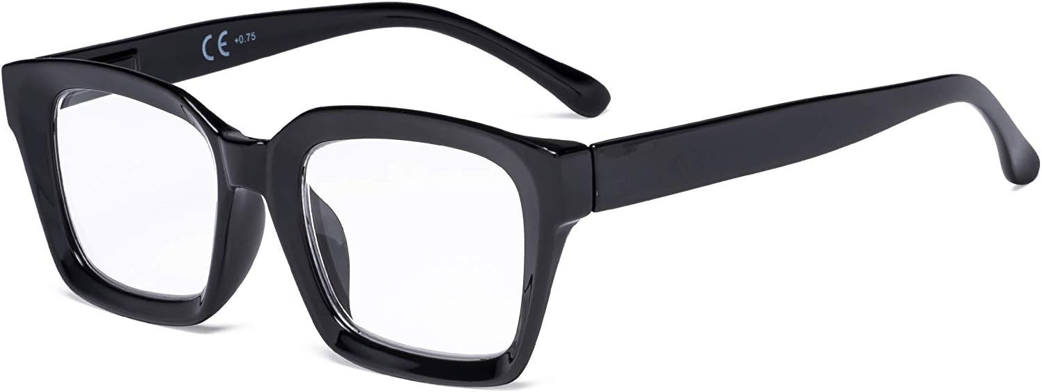 Eyekepper Ladies Reading Glasses - Oversized Square Design Readers for Women Black +1.00