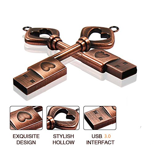 FeliSun USB 3.0 Speicherstick USB-Flash-Laufwerk USB 3.0 Metall USB Stick Externer Speicher Hochzeitsgeschenke (16GB, Schlüssel)