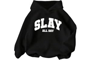SHENHE Girl's Hoodie Pullover Graphic Letter Print Inspirational Slay Sweatshirt Preppy Clothes