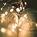 2x 50 LED Fairy Lights with Timer Battery Operated, 16ft Waterproof Silver String for Outdoor, Incl. Remote (Dim+-, 8 Modes), Koopower Warm White