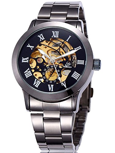 Carrie Hughes Men's Luxury Gold Automatic Mechanical Stainless Steel Leather Watch CH270GB (CH591)
