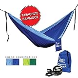 Single or Double Parachute Hammock – SLEEP LIKE A BABY Lightweight for Camping, Hiking, Backpacking, Backyard Adventures - FREE HANGING STRAPS - by Fox Run Outfitters