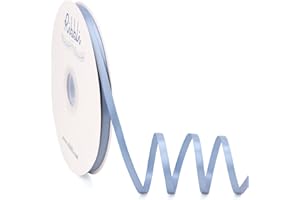 Ribbli Dusty Blue Satin Ribbon Double Faced Satin 1/4 Inch x Continuous 100 Yards-Blue Ribbon for Gift Wrapping Crafts Wedding Decoration Bows Bouquet Floral Arrangement