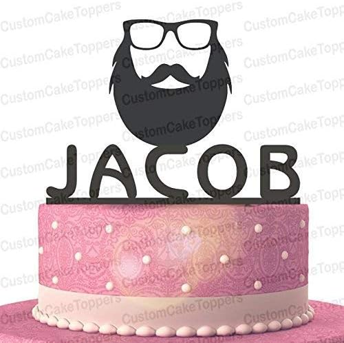 Mustache Cake Topper Custom Personalized With Your Last Name