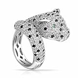 Bling Jewelry Simulated Emerald CZ Panther Animal Rhodium Plated Ring