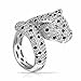 Bling Jewelry Simulated Emerald CZ Panther Animal Rhodium Plated Ring