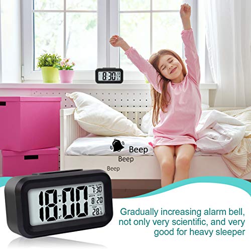 WulaWindy Led Display Digital Alarm Clock Battery Operated Smart Night