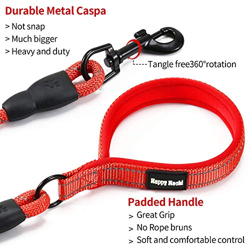 Durable Dog Slip Rope Leash Premium Quality Mountain Climbing Rope Lead, Comfort Traffic Padded Handle Leash and Martingale Training Collar Supports The Strongest Pulling Dogs 3.6 feet (L, Red)