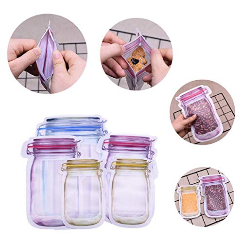 30 Pack Mason Jar Zipper Bags, Food Storage Snack Ziplock Bags Reusable Airtight Seal Food