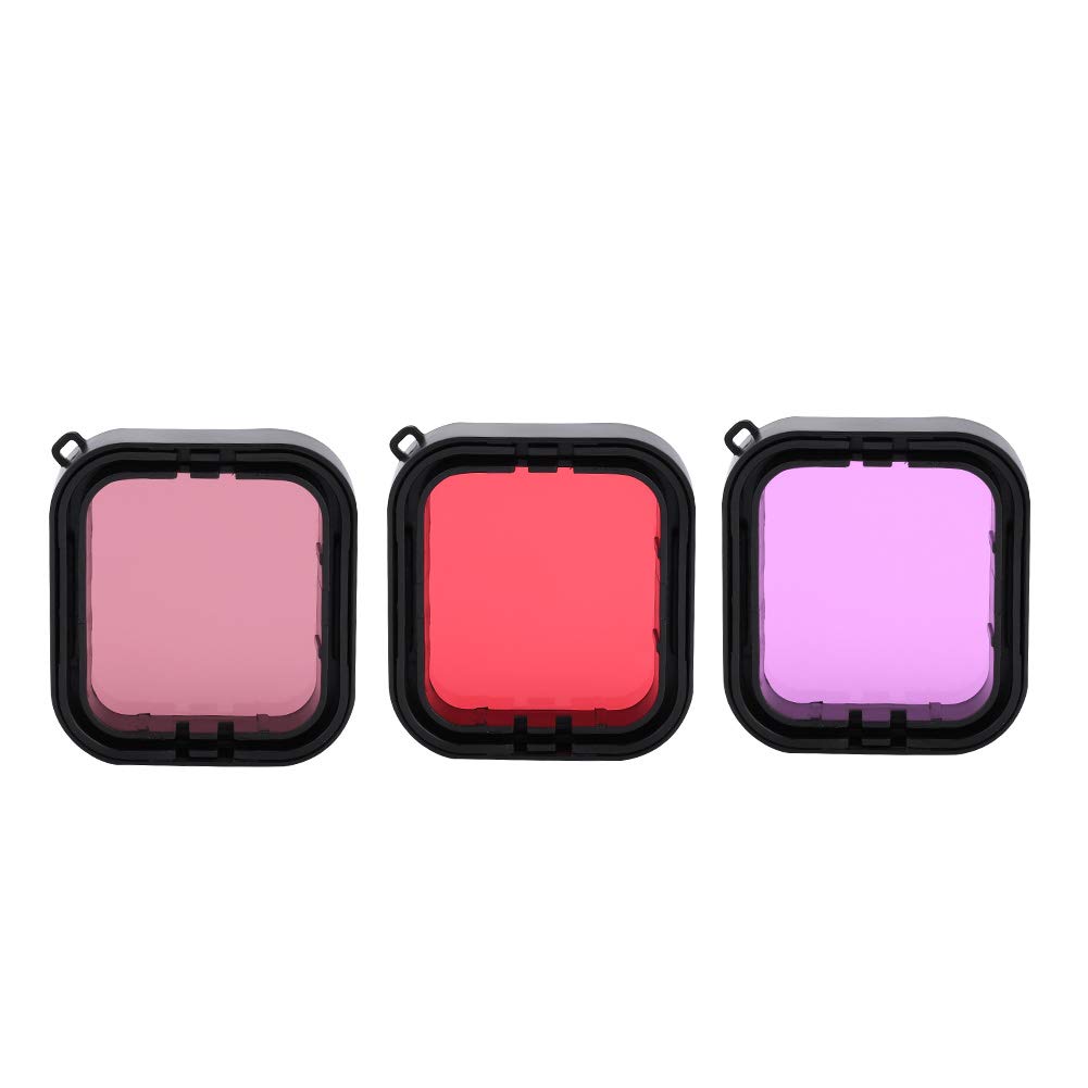 Tosuny 3Pcs Red Purple Underwater Diving Lens Filters Set for Go Pro 5/6 Action Camera, Suitable for Areas of About 5-25m Deep, Enhance Color, Improve Contrast