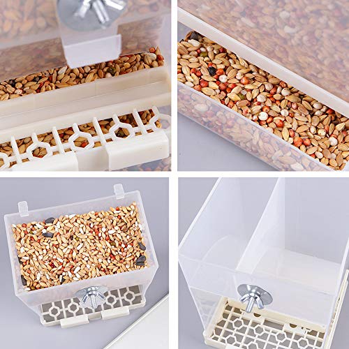 Automatic Bird Feeder No Mess for Cage Inside Birds Stuff Cage Accessories Seed Food Container for Small Brids Cockatiel Budgerigar Macaw Finch Budgie Parakeet Conure Canary Parrots Lovebird