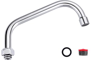 IVIGA ﻿G3/4 Internal Thread 8“ Commercial Faucet Swivel Spout Replacement: Add-on Swing Nozzle Spout - Chrome Polished Spout Replacement Part For Commercial Kitchen Sink Faucet - 1.8gpm/ 2.2gpm Aerator