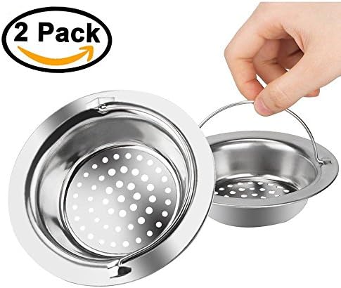 2PC Stainless Steel Kitchen Sink Strainer - Large Wide Rim 4.33" Diameter Perfect Your Sink Not Clog