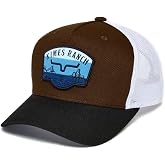 Kimes Ranch Crimson Mid Profile Curved Bill Hat with Woven Patch and Merrow Edge Stitch