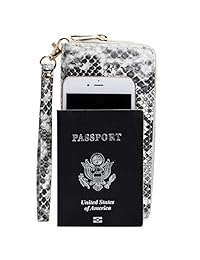 Heaye - Cartera de piel de animal con estampado floral para mujer, con bloqueo RFID, doble cremallera, 16 ranuras para tarjetas, tamaño grande