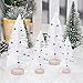 XINdream White Artificial Frosted Tabletop Christmas Trees, 4PCS DIY Mini Crafts with Bell and Wood Base Bottle Brush Ornaments