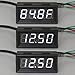 DROK 100136 12 Volt DC Car Digital Electric Clock Fahrenheit °F Temperature Voltage Measurement White LED Gauge Panel Meter 18B20 Sensor Probe