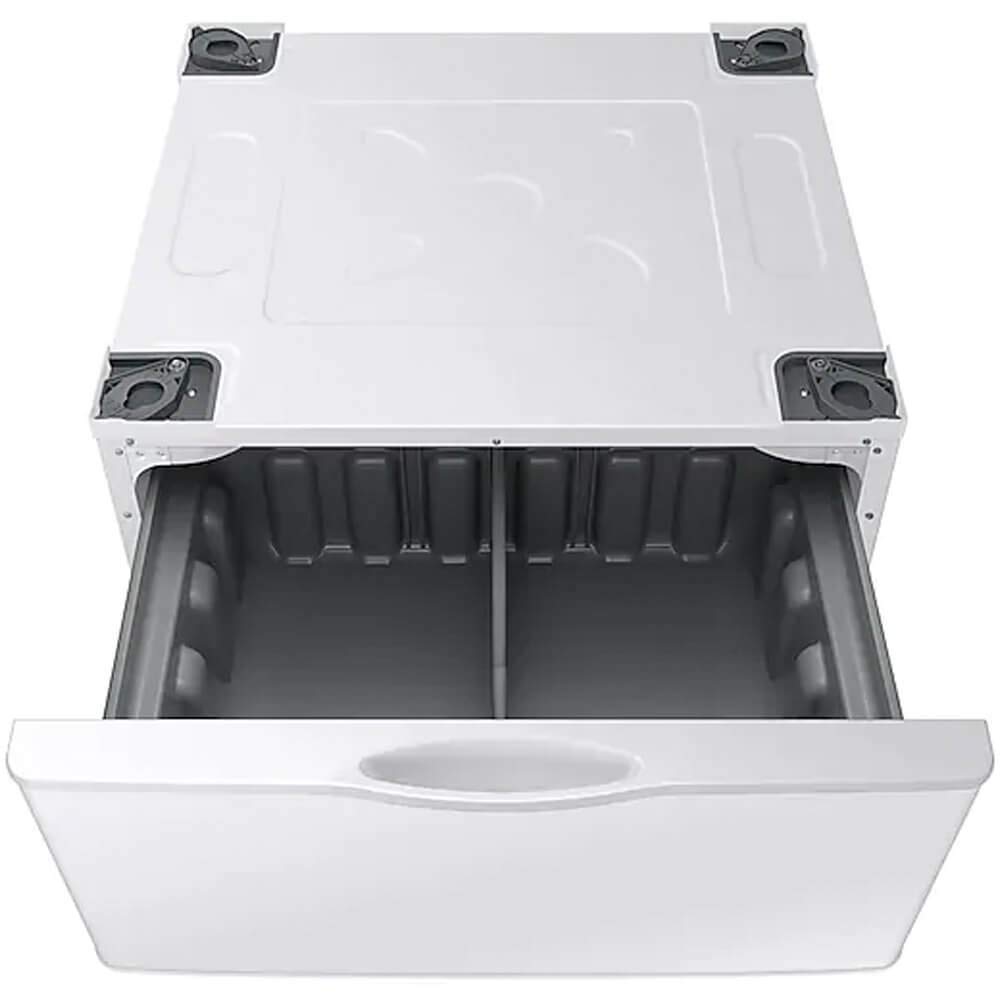 SAMSUNG 27-Inch Washer Dryer Pedestal Stand w/ Pull Out Laundry Storage Drawer, Stainless Steel, WE402NW/A3, White