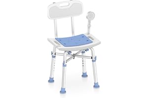 Delog Heavy Duty Shower Chair with Back 500lb, Padded Bath Seat with Height Adjustable, Tool Free Anti-Slip Shower Bench Bathtub Stool for Elderly, Senior, Handicap & Disabled