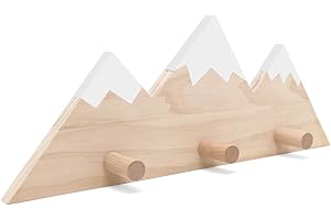 Huray Rayho Mountain Peak Wall Hook Wooden Snowy Mountain Kids Nursery Decor Woodland Adventure Entrance Coat Towel Hook Scandinavian Rustic Hanging Decors Housewarming Newborn Baby Shower Gifts