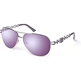 FONHCOO Aviator Sunglasses for Women Men Metal Frame UV400 Mirrored Sunglasses