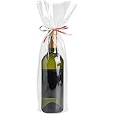 Morepack Cellophane Bags for Wine Bottles,6x18 Inches 100Pcs Clear Wine Gift Cello Bags With Twist Ties (Flat, No Gusset)