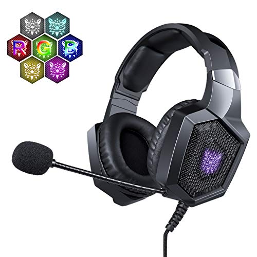 NERDI Gaming Headset for PS4, Xbox One, PC, Mac, Gaming Headphone On Ear with Microphone (Black)
