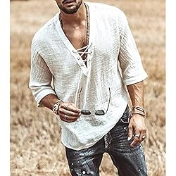 Men's Fashion Shirt Short Sleeve Beach V-Neck