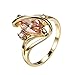 Bamos Jewelry Gold Plated S Style Ring Big Champagne CZ Women Ring Party Queen Women Ring Statement Promise Wedding Gold Ring For Women