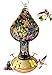 Hummingbird Feeder by Grateful Gnome - Large Hand Blown Stained Glass Feeder for Garden, Patio, Outdoors, Window with Accessories S-Hook, Ant Moat, Brush - 26 fl oz, Purple Speckled Mushroom