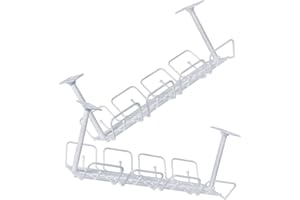 HIAKDOFT Under Desk Cable Organizer 2pcs Wire Management Tray White Cord Organizer for Home Office Computer