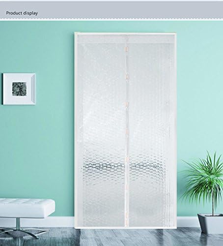 Magnetic screen door, Air conditioning Curtain Translucent Full frame velcro Mosquito curtain-White 80x200cm(31x79inch)