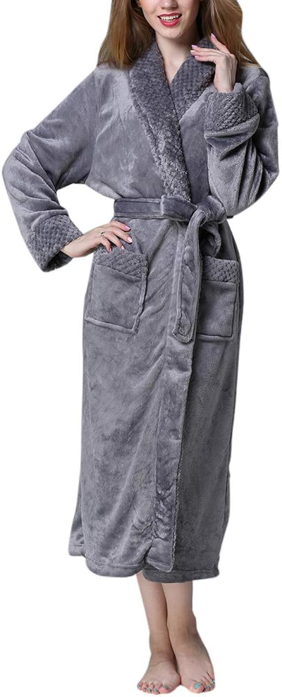 bademantel damen lang grau