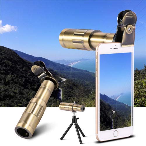 FidgetFidget Camera Lens Telescope 20x Optical Zoom Telephoto Clip On Universal for Cellphone Gold LG V20 V10