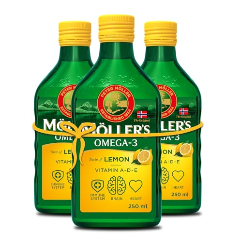 Möller's Omega 3 Lebertran Öl | Nordic Nahrungsergänzung mit EPA, DHA, Vitamin A, D, E | Superior Taste Award | Hochreiner natürlicher Lebertran | 165