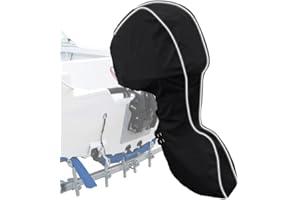 ZENICHAM Upgraded 600D Fade and Tear Resistant Trailerable Full Outboard Motor Cover,Waterproof and UV-Proof Boat Motor Cover,Boat Engine Cover with Reflective Strips and Adjustable Strap(Fits 100-150 HP)