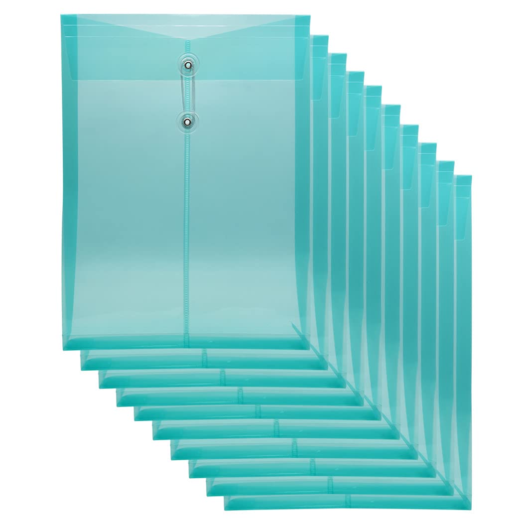 Plastic Wallets - 10 Pcs A4 Folders Document Files Folders Envelope Pockets with Expandable Gusset - 3cm Expansion - Green