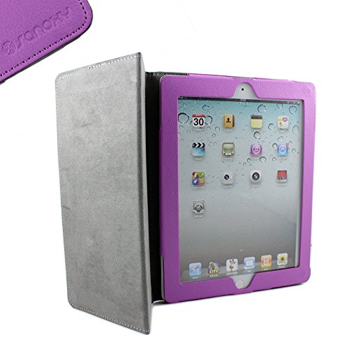SANOXY Slim Folio Folder PU Leather Stand Case for iPad 2/3/4 /ipad 2nd Generation (Purple Folio) - Thumbnail 2